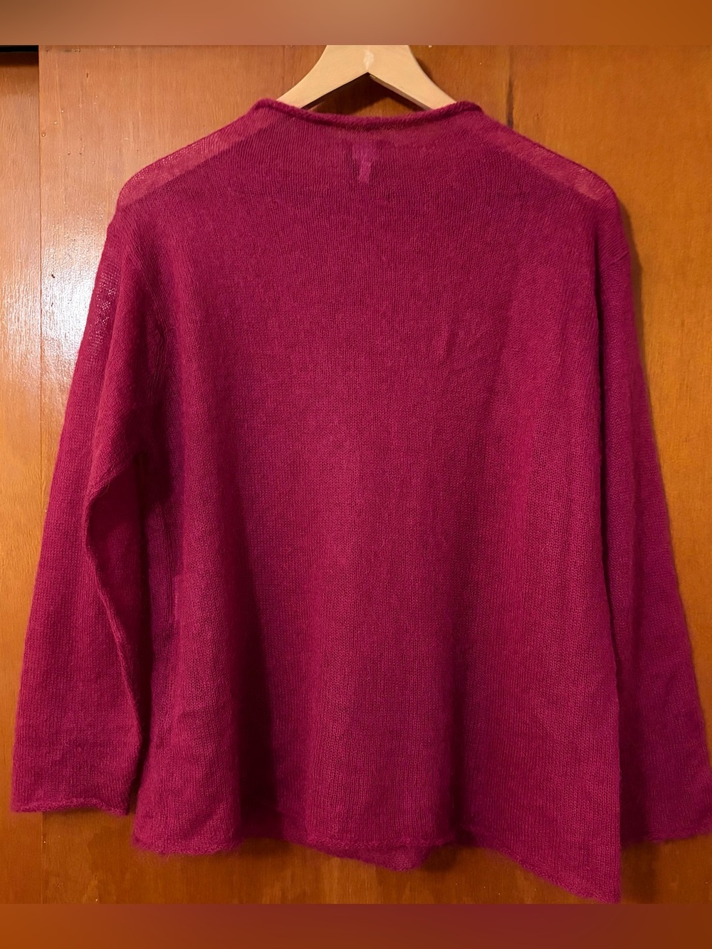 Eileen Fisher Kid Mohair Boxy Sweater Roll Neck Berry Red - Picture 7 of 12
